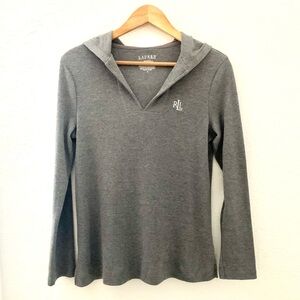 Ralph Lauren Heather Gray Hooded Pullover Top